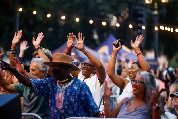 People dance at the San Jose Jazz Summer Fest in downtown San Jose, Calif., on Friday, Aug. 7, 2026. (Shae Hammond/Bay Area News Group)