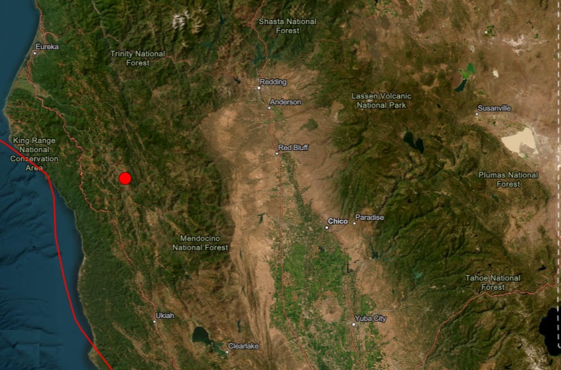 Small earthquake rolls through remote area of Northern California