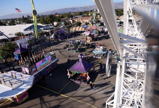 A view of the midway from the ferris wheel at the Santa Clara County Fair in San Jose, Calif., on Wednesday, August 19, 2026. (Jane Tyska/Bay Area News Group)