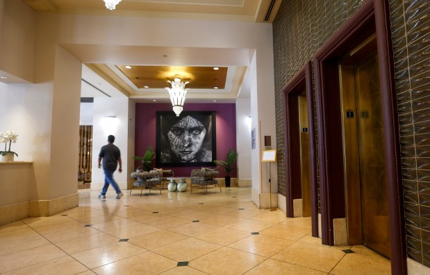 The lobby of the Hotel De Anza in downtown San Jose, Calif., on Monday, Aug. 3, 2026. (Nhat V. Meyer/Bay Area News Group)