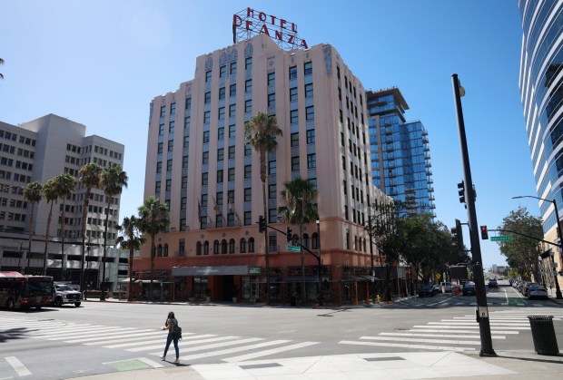 The Hotel De Anza in downtown San Jose, Calif., on Monday, Aug. 3, 2026. (Nhat V. Meyer/Bay Area News Group)