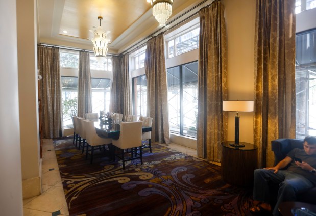 The lobby of the Hotel De Anza in downtown San Jose, Calif., on Monday, Aug. 3, 2026. (Nhat V. Meyer/Bay Area News Group)