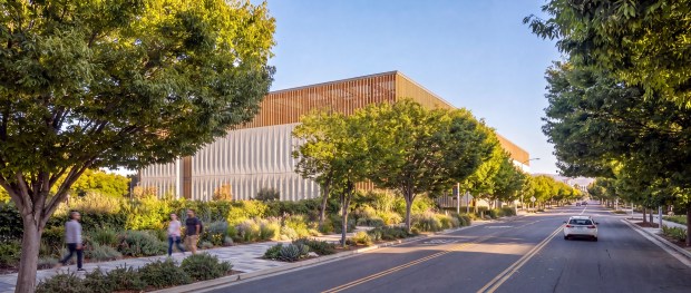 Street-level view of a data center complex on Charlotte Drive between Lexington Avenue and Raleigh Road in south San Jose, concept.(Gensler)