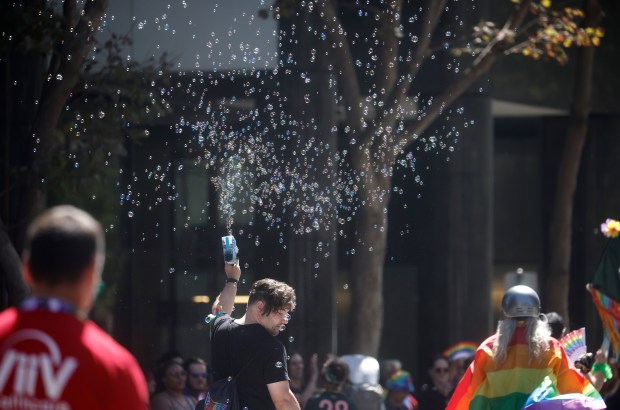 People walk south on Market Street during the Silicon Valley PRIDE Parade in downtown San Jose, Calif., on Sunday, Aug. 30, 2026. (Nhat V. Meyer/Bay Area News Group)