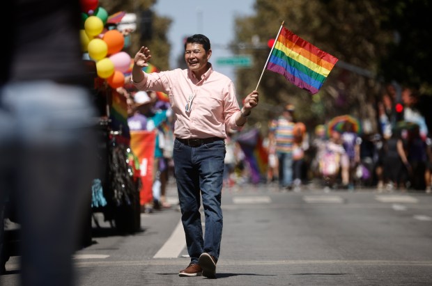 San Jose Councilmember Bien Doan walks south on Market Street during the Silicon Valley PRIDE Parade in downtown San Jose, Calif., on Sunday, Aug. 30, 2026. (Nhat V. Meyer/Bay Area News Group)