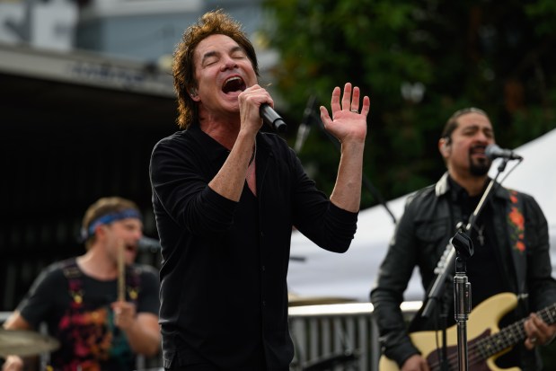 Train lead singer Pat Monahan performs on stage in front of the Mad Dog in the Fog in San Francisco on Thursday, Aug. 27, 2026. (Jose Carlos Fajardo/Bay Area News Group)