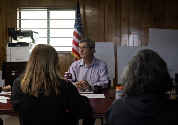 Then-Director Vaughn Maurice has a meeting with staff on Wednesday, Nov. 5, 2025, in Bonita. (Ana Ramirez / The San Diego Union-Tribune)