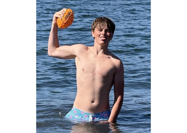 Finn Renard plays with a football in Mission Bay last summer. (Courtesy of Renard family)