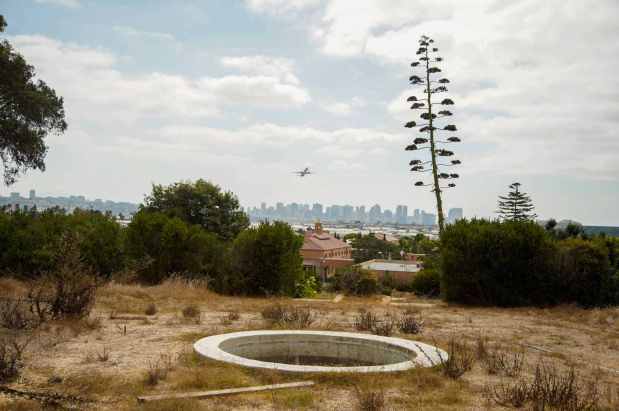 Future walkway to the banquet hall with views to the city. The original officers' quarters at Liberty Station will be transformed into a new restaurant and event space complex called The Admiral in Point Loma on Thursday, Sept. 12, 2024 in San Diego, California.