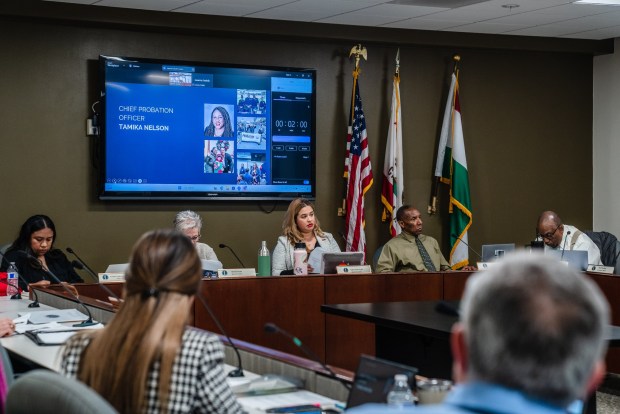 Citizens Law Enforcement Review Board members meet in the county administration building in downtown San Diego on Feb. 6, 2025. (Ariana Drehsler / For The San Diego Union-Tribune)