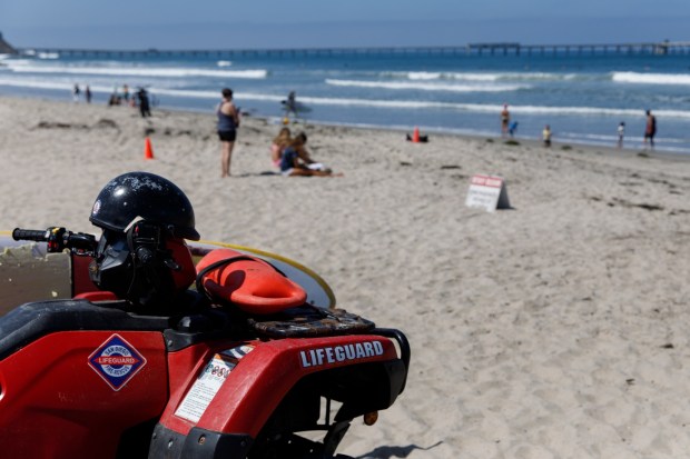 San Diego, California - A lifeguard all-terrain vehicle sits at Ocean Beach on Thursday, July 30, 2026.(Kristian Carreon / The San Diego Union-Tribune)