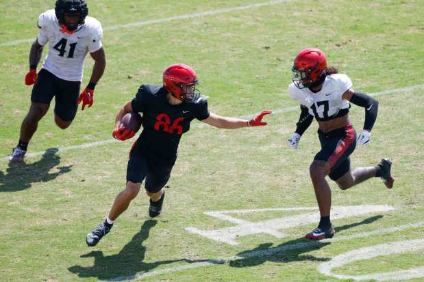True freshman Carson Diehl benefited greatly from graduating high school early and enrolling at San Diego State in the spring. (Meg McLaughlin / The San Diego Union-Tribune)