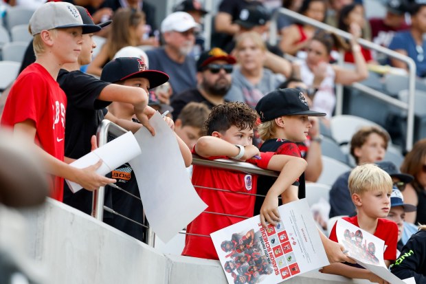Fans watch San Diego State scrimmage at Snapdragon Stadium on Saturday, Aug. 15, 2026 in San Diego, California. (Meg McLaughlin / The San Diego Union-Tribune)