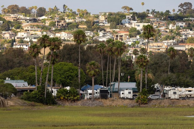 San Diego, CA - Campland on the Bay adjacent to the Kendall-Frost Mission Bay Marsh Reserve Thursday, Aug. 13, 2026, in San Diego, CA. (Luke Johnson / The San Diego Union-Tribune)