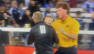 Baby wanders onto field during Minnesota United match