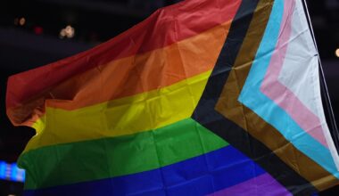 Pride flags at Oakland high school