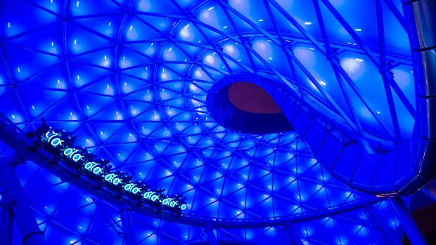 The Tron Lightcycle Run roller coaster at Shaghai Disneyland. (Disney)
