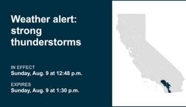 Thunderstorms with nickel-sized hail in Southern California Sunday, says the NWS