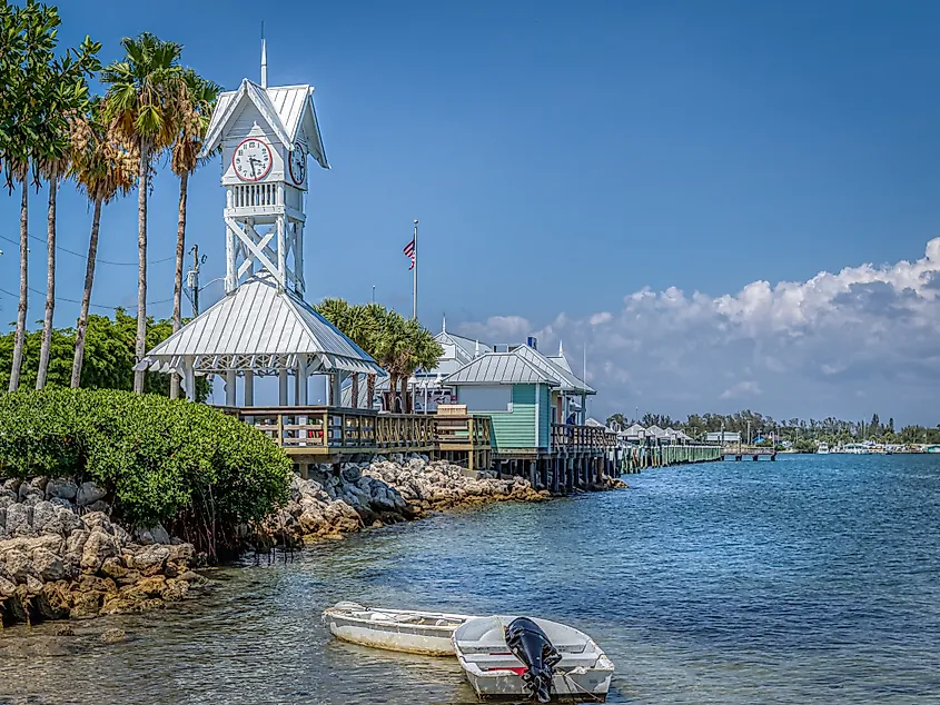 A pier reaching out over the water on Anna Maria Island, Florida.