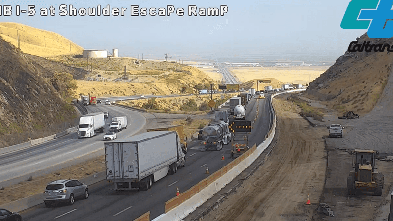 {p}Traffic continues to snarl on northbound Interstate 5 near Grapevine Road after a semi-truck caught on fire at around 1 a.m. Friday morning. PHOTO: Caltrans{/p}