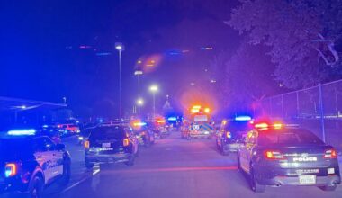 Police responding to an incident at Independence High School in Bakersfield, Calif. on Friday night. (Bakersfield Police Department)