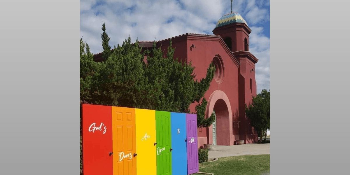 A Fresno Church’s Pride-Themed “God’s Doors Are Open to All” Display Vandalized Twice