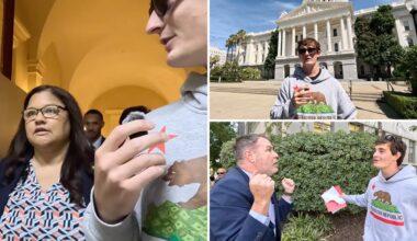 California assembly chief of staff crashes Nick Shirley interview with crude 'small penis' flyers