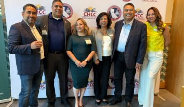 Luis Zambrana, McDermott Costa Insurance; Leo Callejas, California Hispanic Chambers of Commerce (CHCC) Northern Region chairperson; Karen Guzman, Aliza Gallo, board director, Oakland Latino Chamber of Commerce (OLCC); Julian Cañete, president and CEO of CHCC; Sharon Fonseca, OLCC board director. Courtesy photo.
