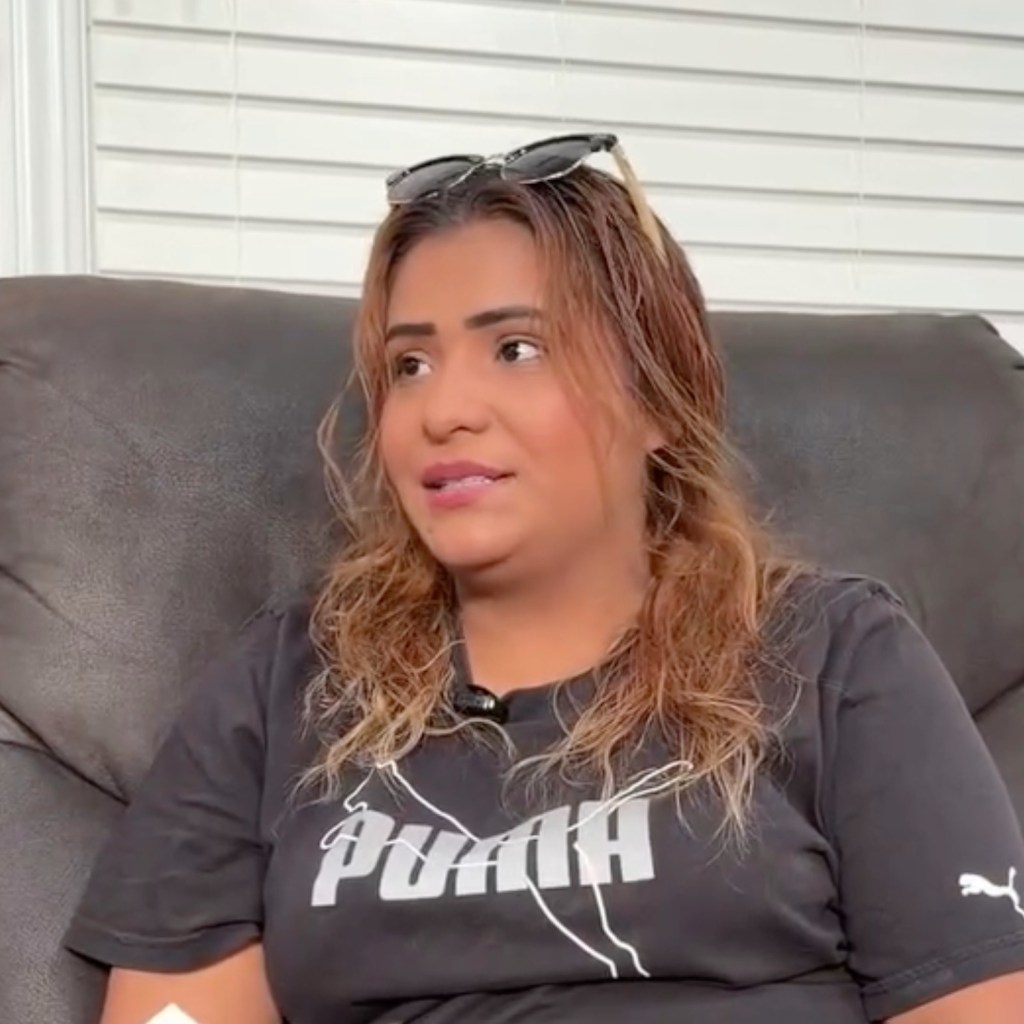Ruby Reyes, an undocumented immigrant, being interviewed.