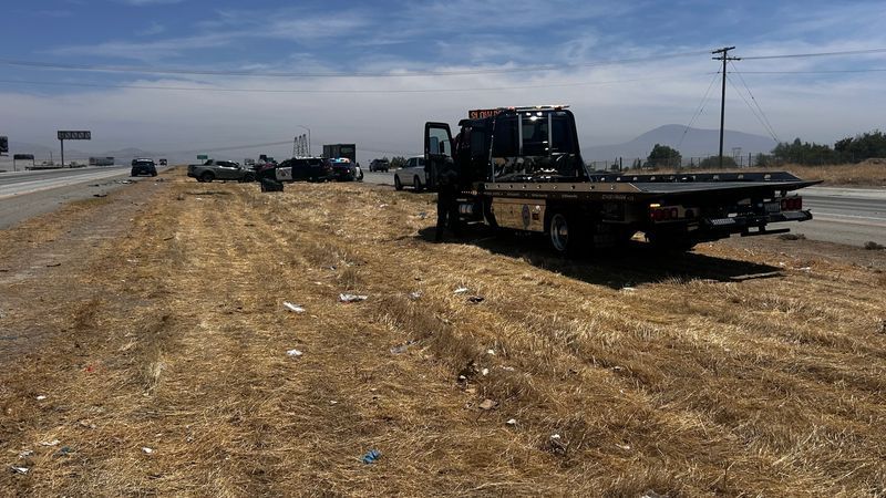 At least one person has died after a crash on westbound Highway 58 Thursday afternoon. PHOTO: KBAK/KBFX