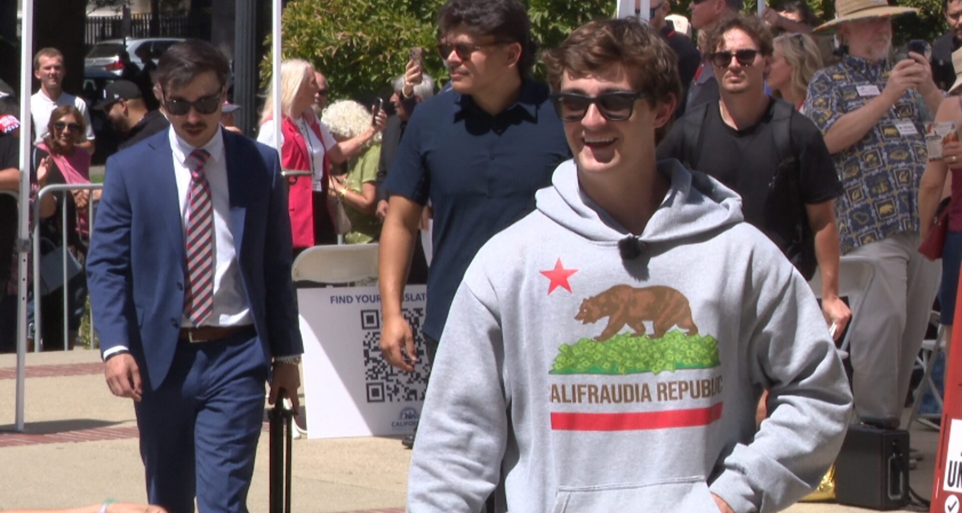 Nick Shirley rallies at California Capitol against new law aimed to protect hospice workers