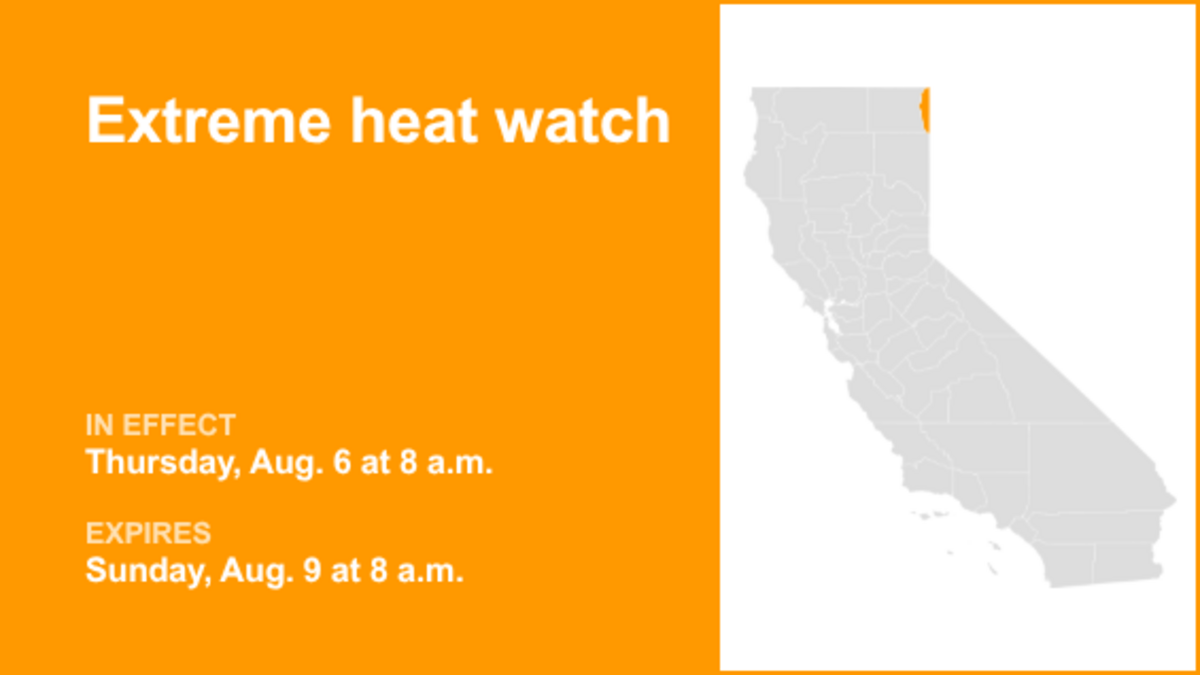Extreme heat watch issued for Surprise Valley California from Thursday to Sunday