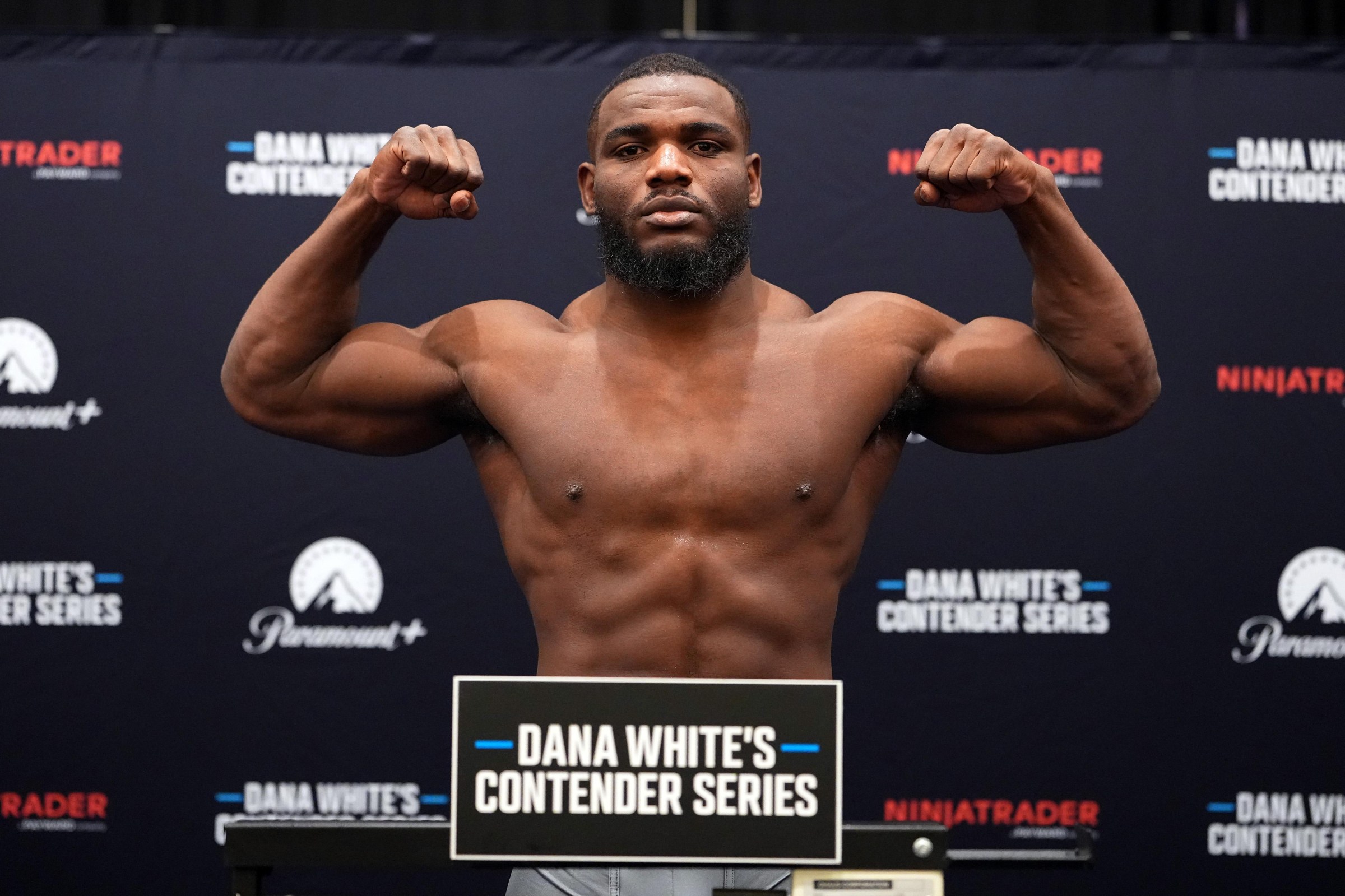 LAS VEGAS, NEVADA - AUGUST 10: Anthony Wint poses on the scale during Dana White’s Contender Series season ten, week one weigh-in at Palace Station Hotel & Casino on August 10, 2026 in Las Vegas, Nevada. (Photo by Jeff Bottari/Zuffa LLC)
