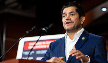 California Rep. Jimmy Gomez speaks during a news conference in the Capitol in 2025.
