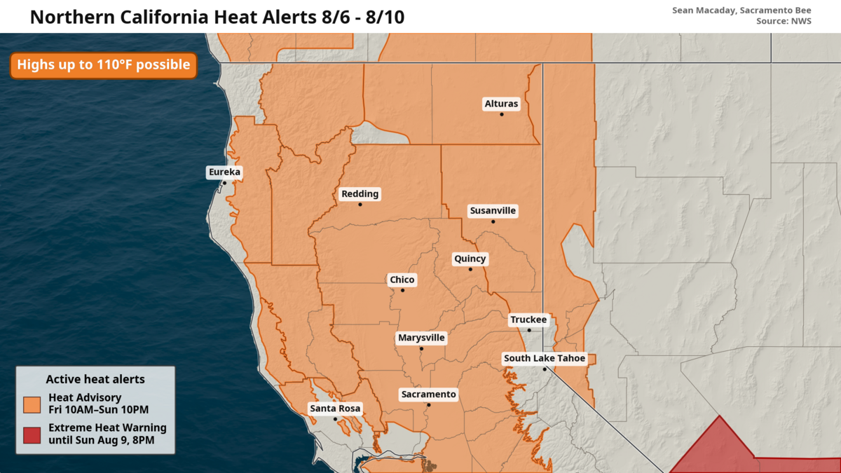 Heat advisories have been issued for the Central Valley and most of the inland Coast Range ahead of triple digit high temperatures this weekend.