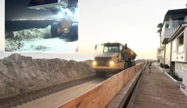California beach city’s massive deadly wave defenses caught being built in wild video