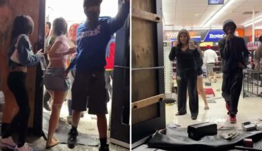 Moment large gang of masked thugs ransack California store — for second time in a day