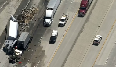 Big Rig Flips Over, Sends Boxes Across California Freeway in Wild Crash