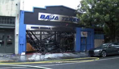 3-alarm fire destroys San Jose tire business with collapsed roof, charred inside