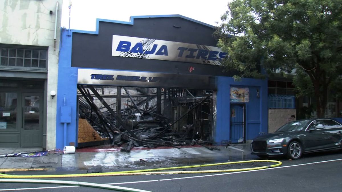 3-alarm fire destroys San Jose tire business with collapsed roof, charred inside