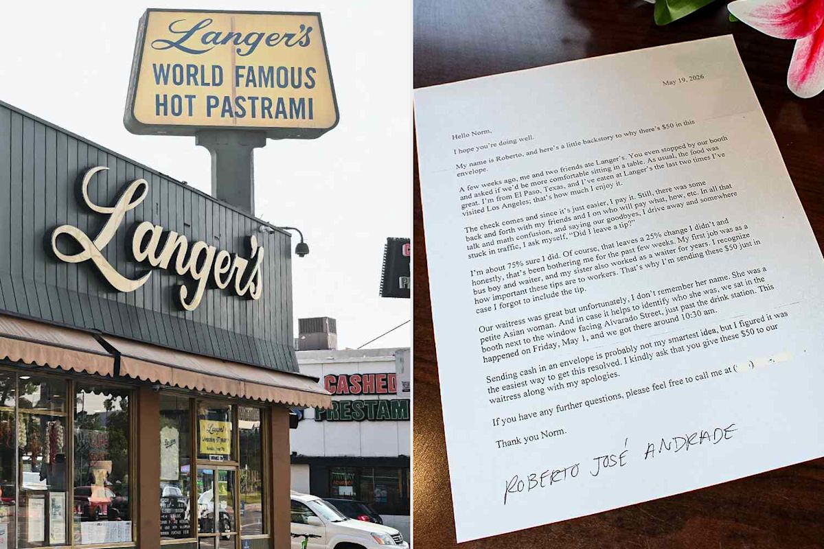 Texas Man Mails $50 to Los Angeles Restaurant Because He Was Worried He Forgot to Tip His Waitress During Work Trip