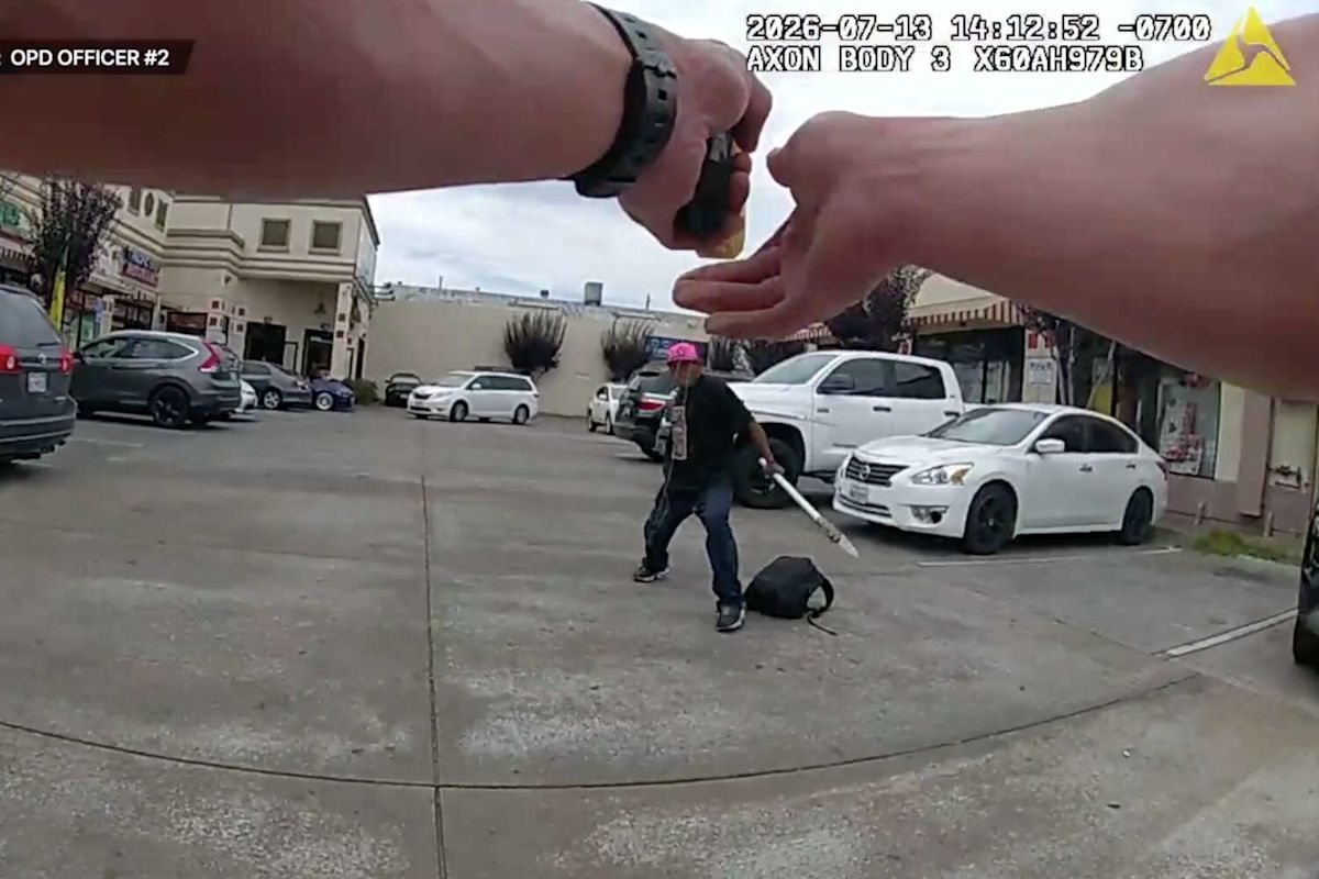 Oakland police release video of fatal shooting involving man armed with homemade spears