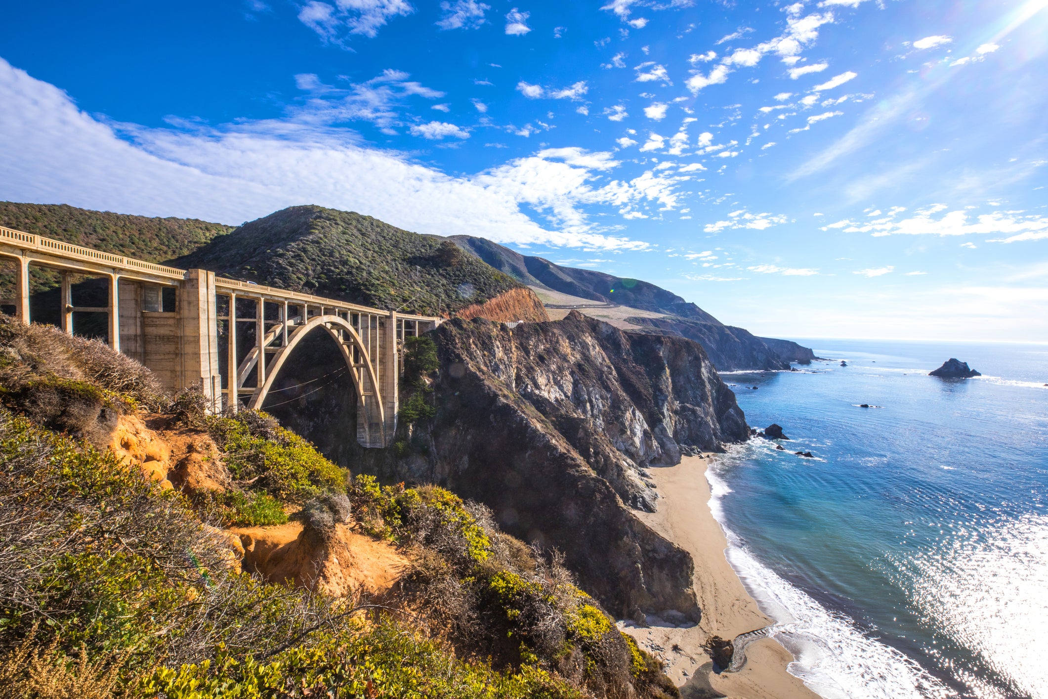 A view of the iconic Bixby Creek Bridge in Big Sur, California. The bridge is a popular stop for tourists looking to take selfies, but the limited space and parking on the bridge has caused major backups during holidays and created dangerous conditions for visitors and drivers crossing the span.