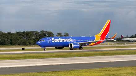 Southwest Airlines Boeing 737 MAX 8 at Orlando International Airport.