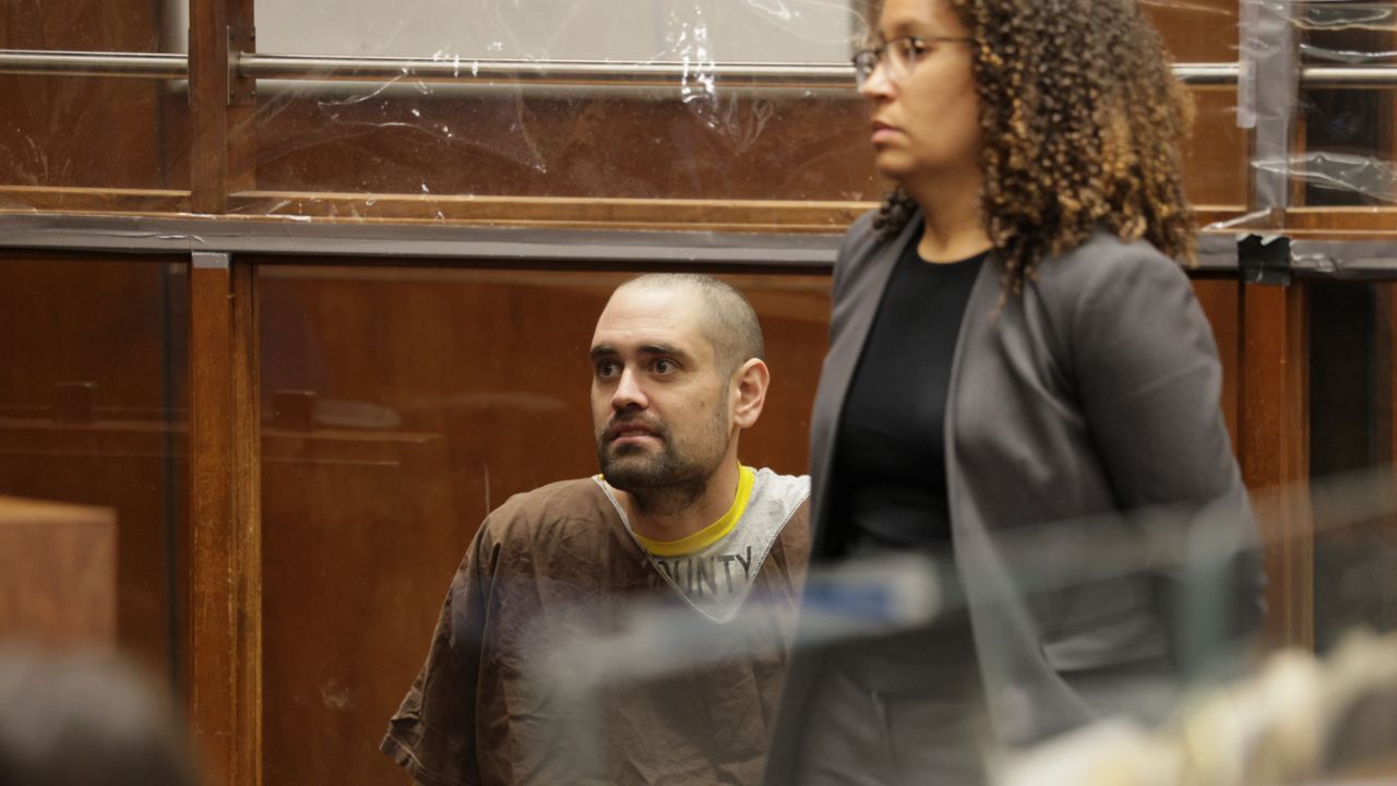Nick Reiner pleads not guilty today to two counts of first-degree murder in the deaths of his parents, Rob Reiner and Michele Singer Reiner, with public defense attorney Kimberly Green during his arraignment on murder charges for the deaths of his parents, Rob and Michele Reiner, on Monday in Los Angeles. (Chris Torres/Pool Photo via AP)