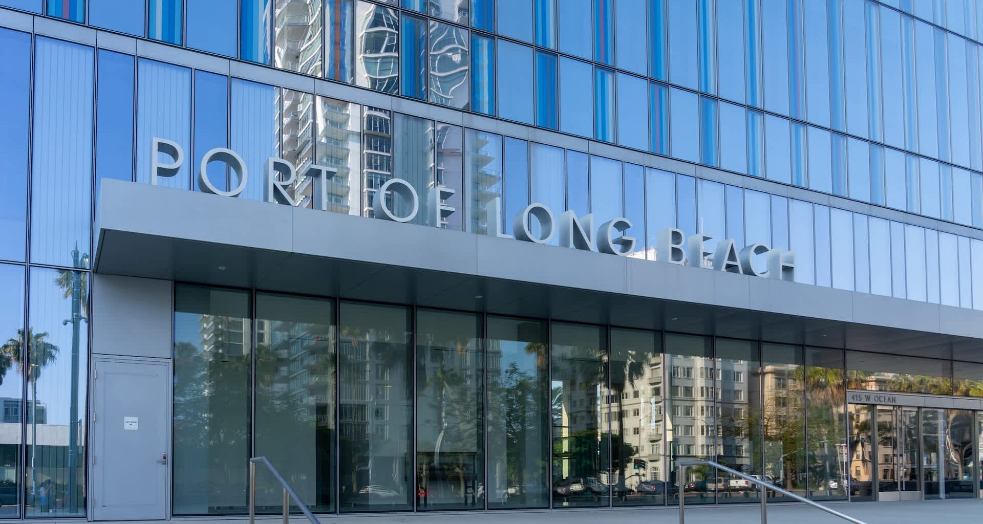 The entrance to a Port of Long Beach building.