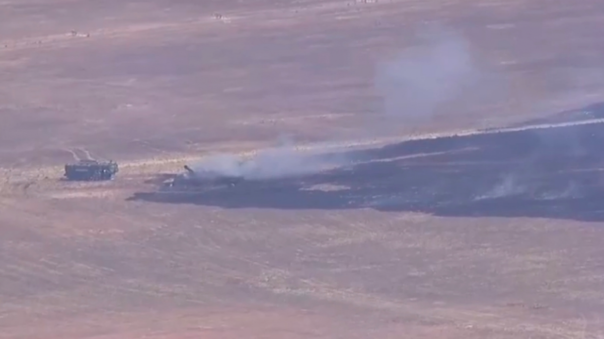 The crash sparked a fire in a field just north of state Route 52, which was visible from the freeway.