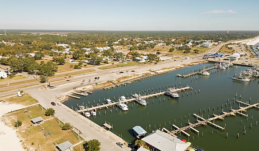 Aerial view of the marina at Pass Christian, Mississippi.