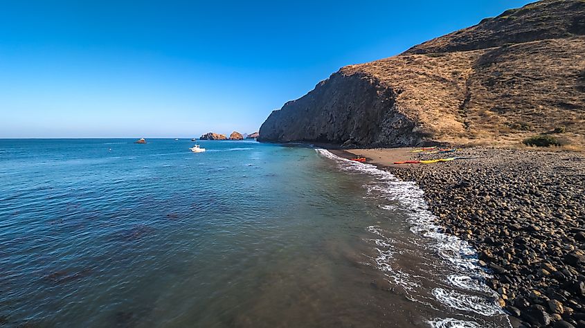 Rugged coastline and clear water at Channel Islands National Park, California.