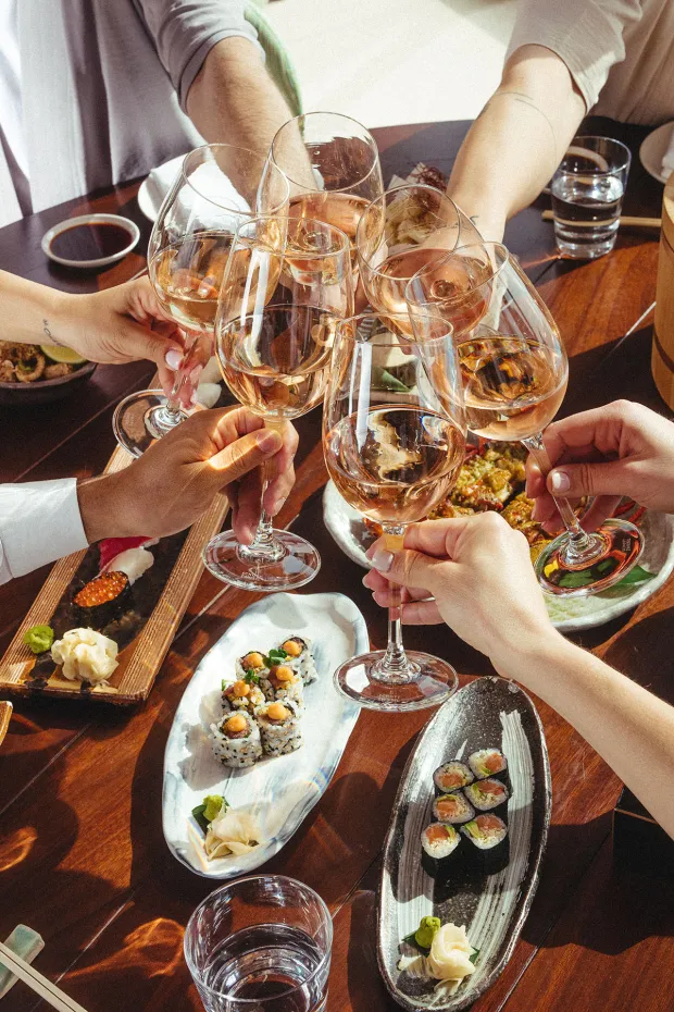 Diners enjoy a variety of sushi rolls at Zuma, the London-born contemporary Japanese restaurant chain opening its first West Coast location Aug. 10 at San Diego's Guild Hotel. (Boston roasted lobster) from the Japanese restaurant Zuma. (Rusne Draz)